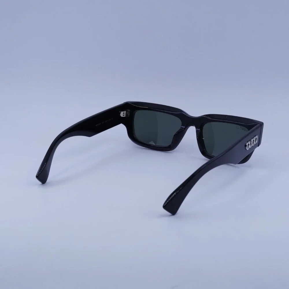 Gucci GG1838S 001 Sunglasses Shiny Black Cat Eye Frame, Grey Lenses